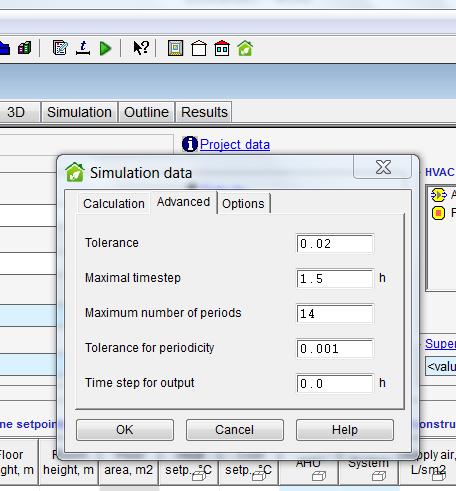 Also the time for the simulation has to be set and the number of periods for the simulations. The time range is set to the first week in April.