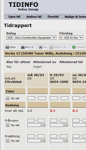 Viktigt om kodning av Flextid (kundtidbank) Vid