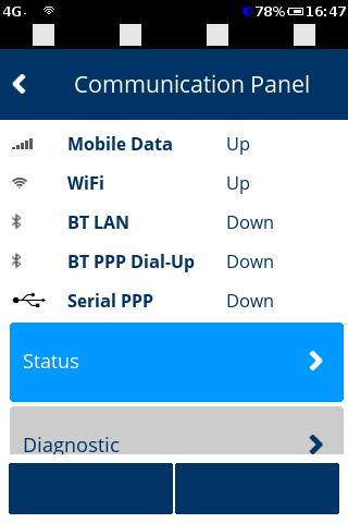 Felsökning Om uppstår problem med kommunikationen bör man först kontrollera status på anslutningen: 2. Välj Administration Settings Communications. 3. Kontrollera att anslutningens status är Up.