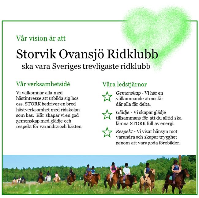 Verksamhetsberättelse för Storvik Ovansjö Ridklubb 2018 Styrelsen för Storvik Ovansjö RK har fastställt följande verksamhetsberättelse för klubben för 2018.