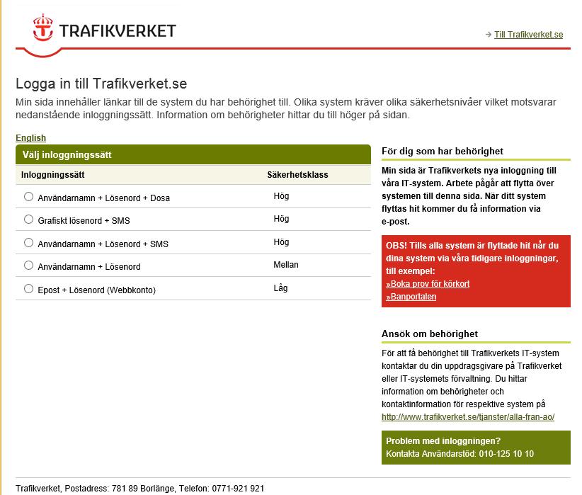 Välj inloggningssättet Användarnamn + Lösenord +