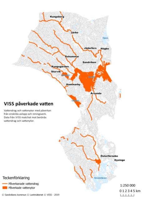 Recipienter Många sjöar och vattendrag har påverkan från avlopp