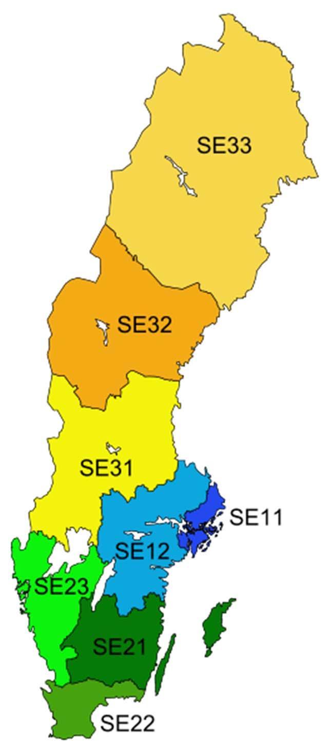 Namnfrågan: Förslag Mellansvenska sjukvårdsregionen Riksområden (SCB) enligt NUTS (EU): SE31 = Norra