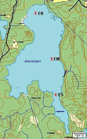 4.2. Ekenässjön Suspendatprovtagning i Ekenässjön har utförts vid fem tillfällen; februari, maj, juli och september 24 och i februari 2. Provtagning har skett på provpunkten Ekenässjön Mitt, EM.