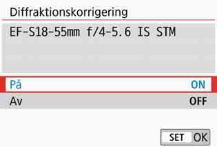 3 Korrigering av objektivaberrationer på grund av optiska egenskapern Eftersom distorsionskorrigering läggs på, registreras ett bildurval i kameran som är mindre än det som visas i sökaren.