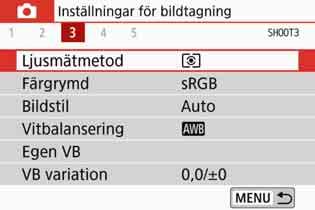 q Ändra ljusmätmetodn Det finns fyra metoder (ljusmätmetoder) för mätning av motivets ljusstyrka. Normalt rekommenderas evaluerande ljusmätning.