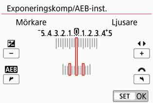 3 Automatisk exponeringsvariationn Den här funktionen tar exponeringskompensationen ett steg längre genom att automatiskt variera exponeringen inom ±2 steg i 1/3 steg, med tre bilder enligt nedan.