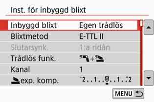 Egen trådlös blixtfotograferingn Fotografera med full automatik med inbyggd blixt och flera externa Speedlite Den inbyggda blixten kan även läggas till vid trådlös blixtfotografering, som