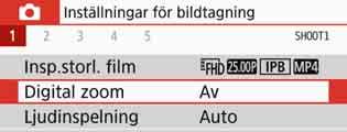 3 Använda digital filmzoom När inspelningsstorleken är L6/4 (NTSC) eller L5 (PAL), kan du spela in med cirka 3x till 10x digital zoom.