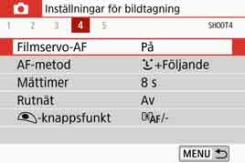 3 Inställningar av menyfunktioner När strömbrytaren är inställd på <k>, kommer flikarna [z1], [z4] och [z5] endast att visas