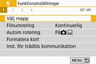 Praktiska funktioner 3 Skapa och välja en mapp Du kan fritt skapa och välja en mapp där de tagna bilderna ska