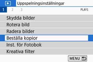 W Digital Print Order Format (DPOF) Med DPOF (Digital Print Order Format) kan du skriva ut bilder som finns på kortet. Du väljer själv vilka bilder, antal kopior och så vidare.