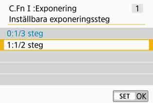 Tryck sedan på <0>. Upprepa steg 2 till 3 om du vill ställa in fler funktioner för egen programmering.