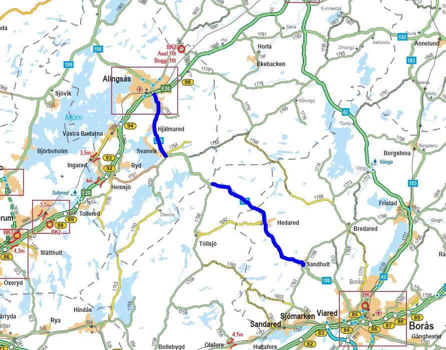 TRV 2019/44464 2019-04-30 1(2) Bilaga Karta Karta Översikt Väg 180 Väg 190 Brobacka Delsträcka 2