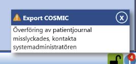 Om någonting i överföringen misslyckades kommer nedanstående meddelande istället att visas i höger hörn. (Det finns varianter på meddelandet).