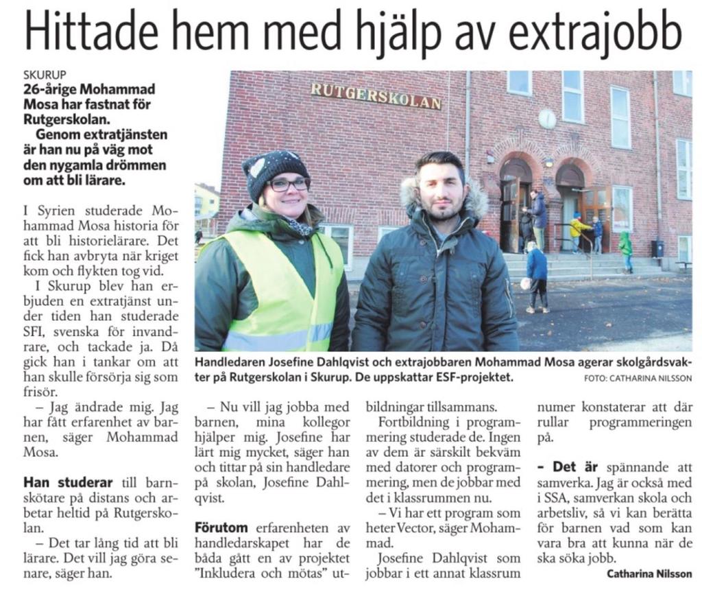 /Reportage i Skånska dagbladet, av Catharina Nilsson Ett gott bemötande gör skillnad!