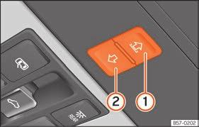 tryckning på knappen. Om knappen aktiveras igen, avbryts den automatiska funktionen. Ställa in solluckans lutning Tryck den bakre delen av knappen B till den första nivån.