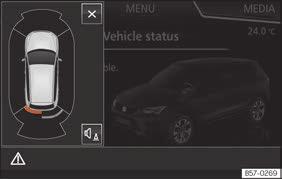 Förarstödsystem ELLER: Om bilen närmar sig ett hinder framifrån i en hastighet under 15 km/h sidan 309.