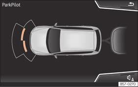 Om det finns ett fel i parkeringshjälpen kommer ett meddelande visas på instrumentpanelen om felet. Om det finns ett fel i en sensor visas symbolen på Easy Connect-displayen framför/bakom bilen.