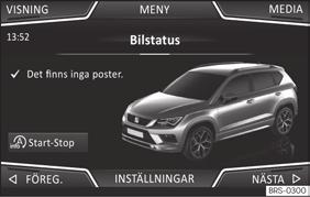 Tryck på infotainmentknappen och sedan funktionsknappen Bil bild 49. Bild 50 Easy Connect: Bilens meny. ELLER: Tryck på infotainmentknappen för att gå till menyn Bil bild 50.