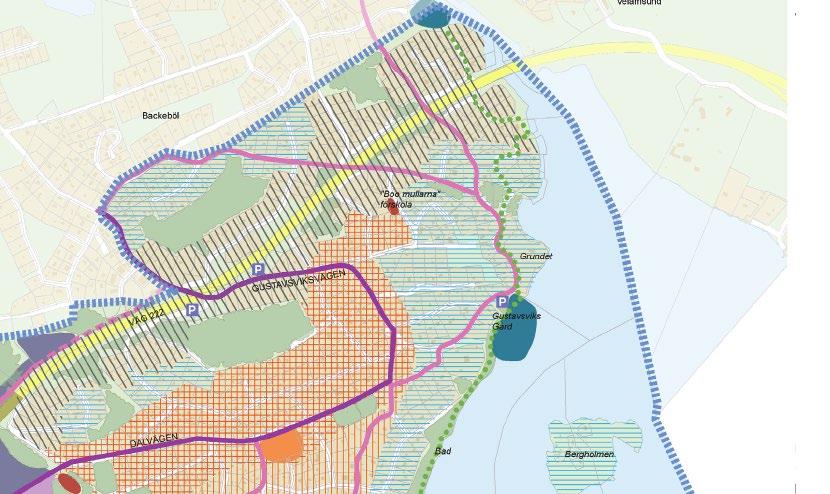Planbeskrivning Solbrinken-Grundet 6 (46) Grönstrukturprogram Enligt kommunens grönstrukturprogram, antaget 2011, ska det rörliga friluftslivet utvecklas och allmänhetens tillgång till bad och strand