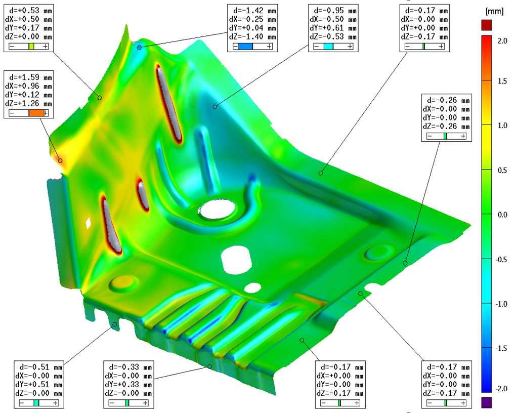 3D-scanning Kvalitetskontroll mellan inscannad geometri och CAD-geometri Scanna detaljen