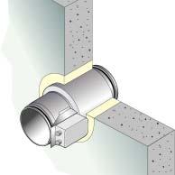 MONTERING 1. i massiv byggnadsdel (vägg eller bjälklag) av betong, lättbetong eller tegel i brandteknisk klass EI 60 / EI 120 3. Efterlagning och eftertätning skall utföras enligt en typgodkänd metod.