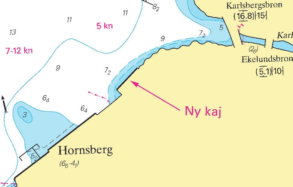 23 Nr 245 Mälaren och Södertälje kanal / Lake Mälaren and Södertälje kanal * 4971 Sjökort/Chart: 6141 Sverige. Mälaren. Stockholm. Ulvsundasjön. Hornsberg. Utfyllnad. Ny kaj. Rörledning.