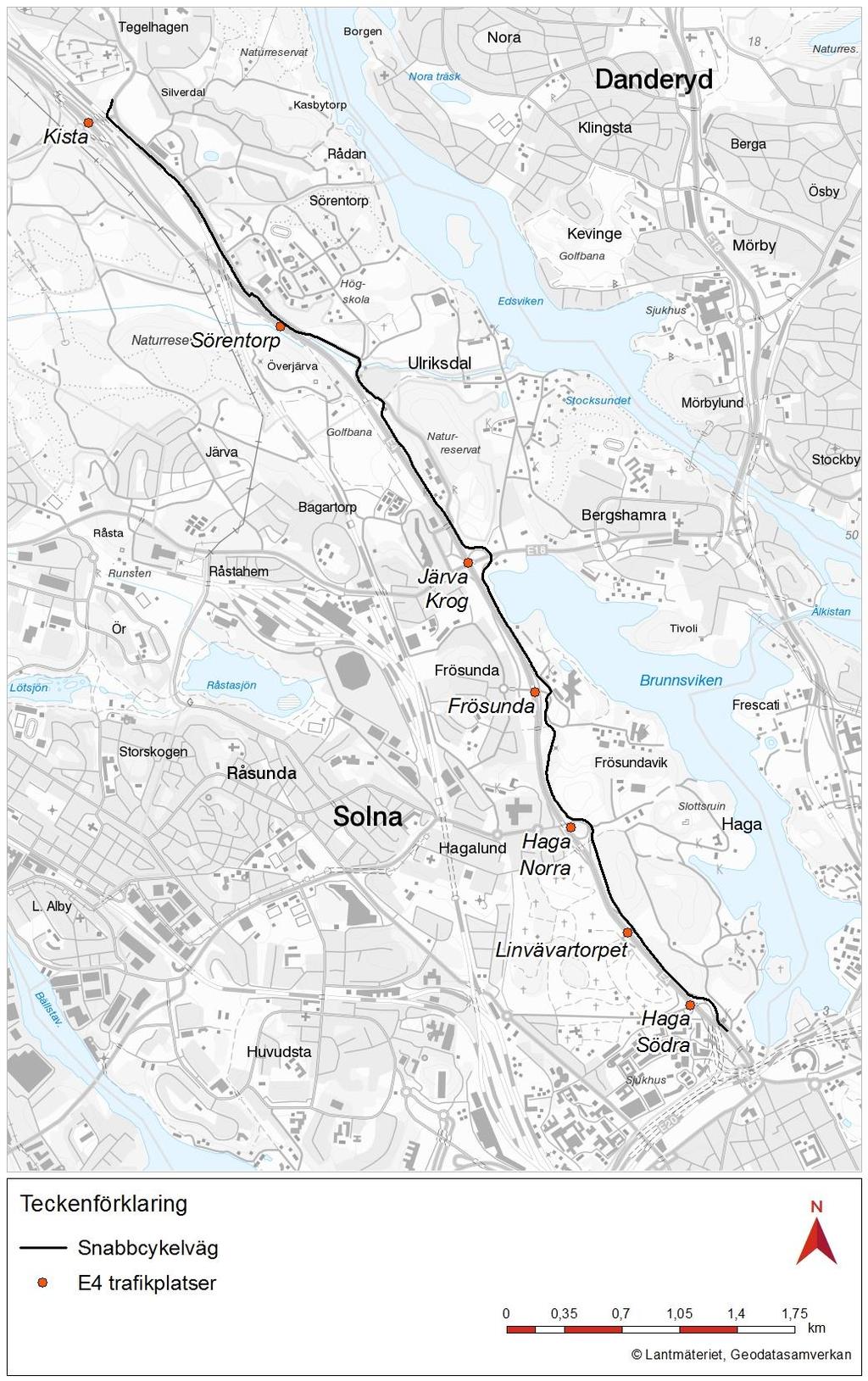 Figur 11. Översiktskarta. 5.2. Avgränsning i tid Snabbcykelvägen kan komma att byggas i etapper.
