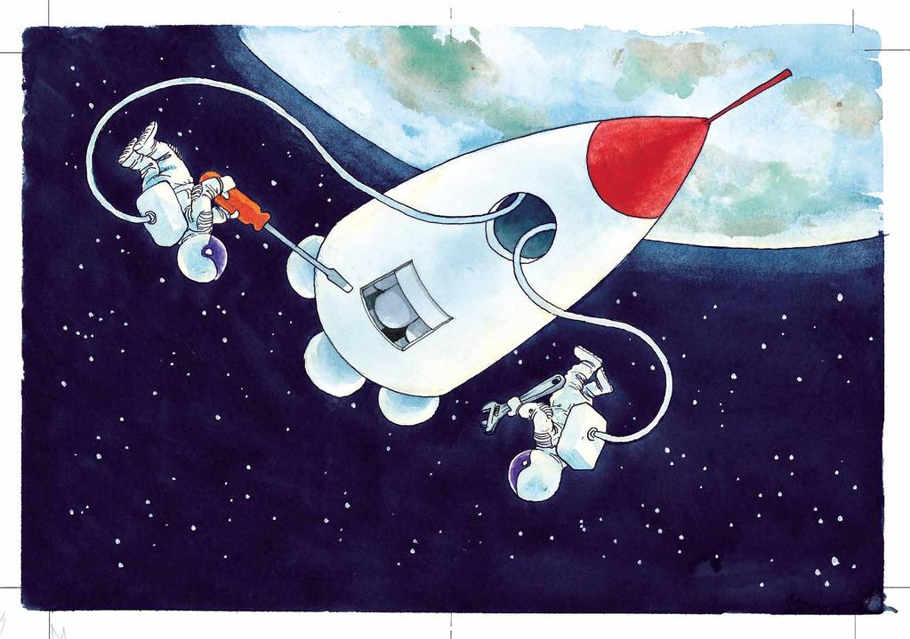 Lasse och Felix åker upp i rymden.