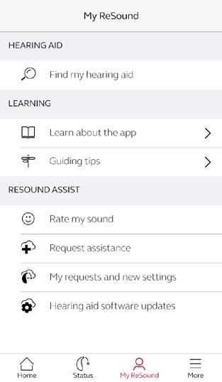 ReSound Assist Audionomtjänster på distans Om du behöver mer justering än vad som är möjligt i appen ReSound Smart 3D kan du använda ReSound Assist för att kontakta din audionom och få hjälp.