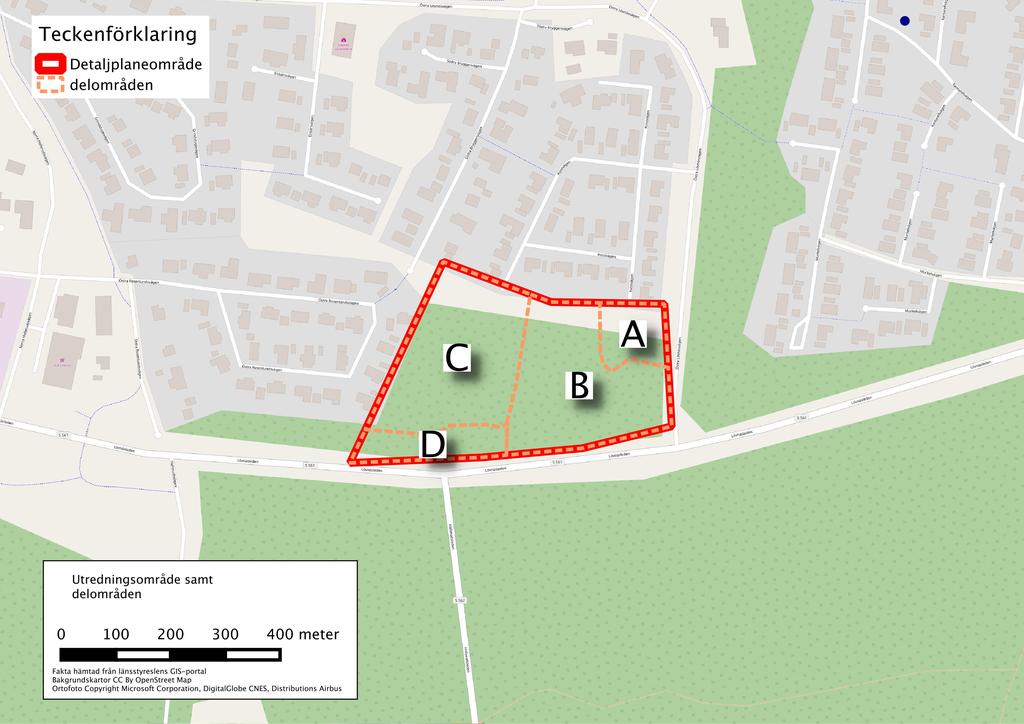 5 Allmän beskrivning av området Nedan redovisas de delområden som inventeringsobjektet består av.