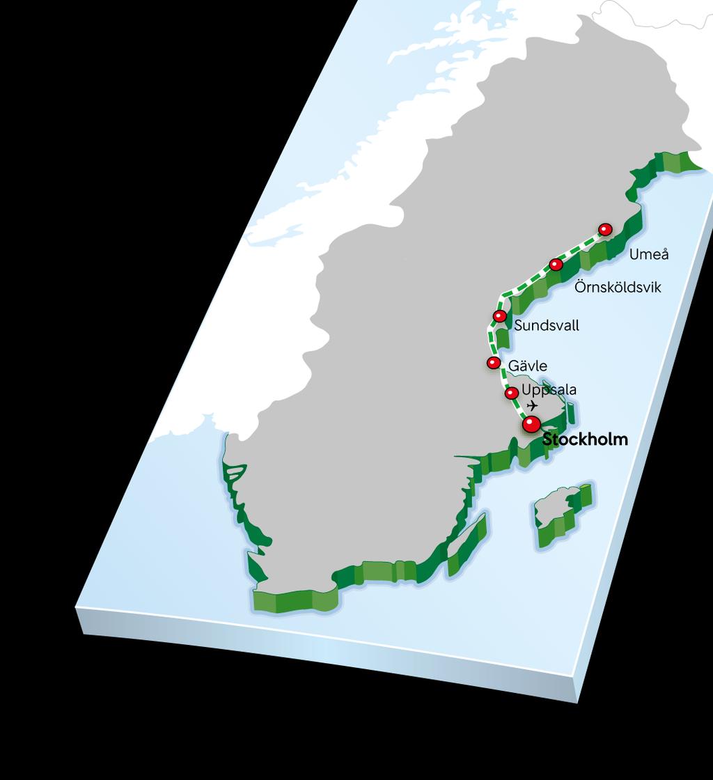 -Gävle-Sundsvall-Umeå När Umeå blev destination med 4 avgångar stärktes Sundsvall SJ ökar på -Sundsvall från i år