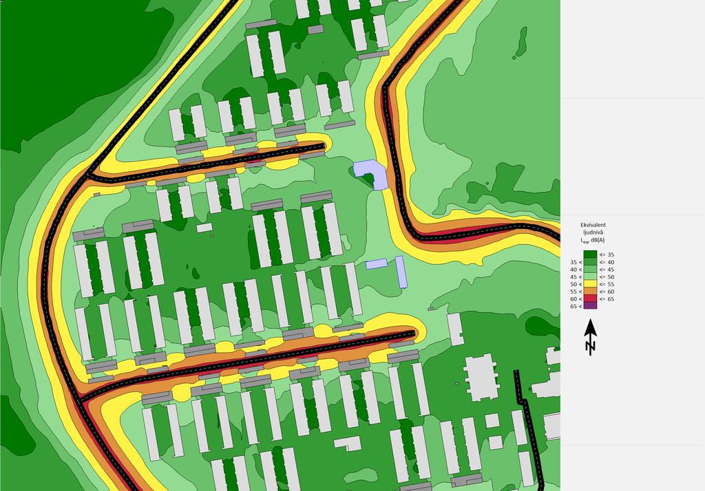 Halmstads kommun Trafikbullerutredning 2018 Detaljplan Vallås och Vallonen Bullerspridningsberäkning Ekvivalent ljudtrycksnivå db(a), Dygn