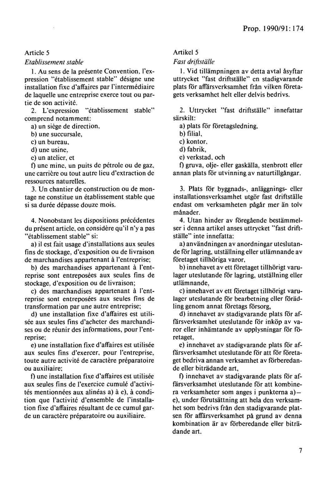 Article 5 Etablissement stable I.