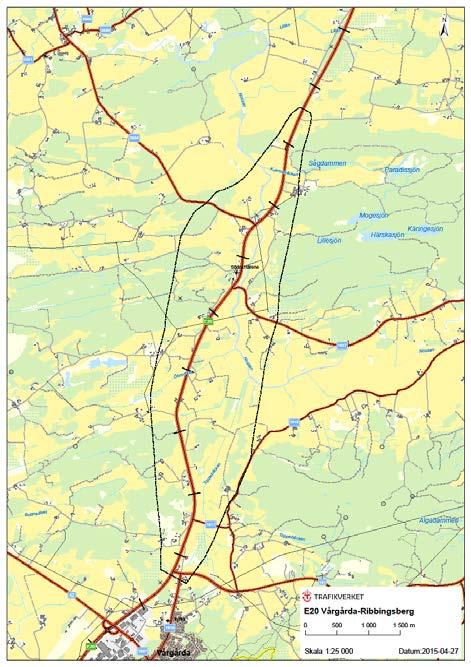 Vårgårda Vara,25km Vårgårda Ribbingsberg 7 km Projektledare: Svante Jildenhed Projektet omfattar byggande av 2+2-väg i ny eller befintlig sträckning Entreprenör upphandlad (Veidekke) som ansvarar för