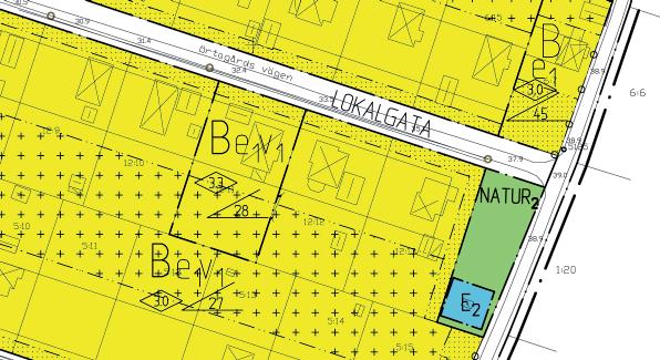 Utdrag ur plankartan som visar två fastigheter med andra bestämmelser än de övriga Hantverk I planområdet är ett galleri förlagt i en komplementbyggnad på fastigheten Karlevi 11:9.