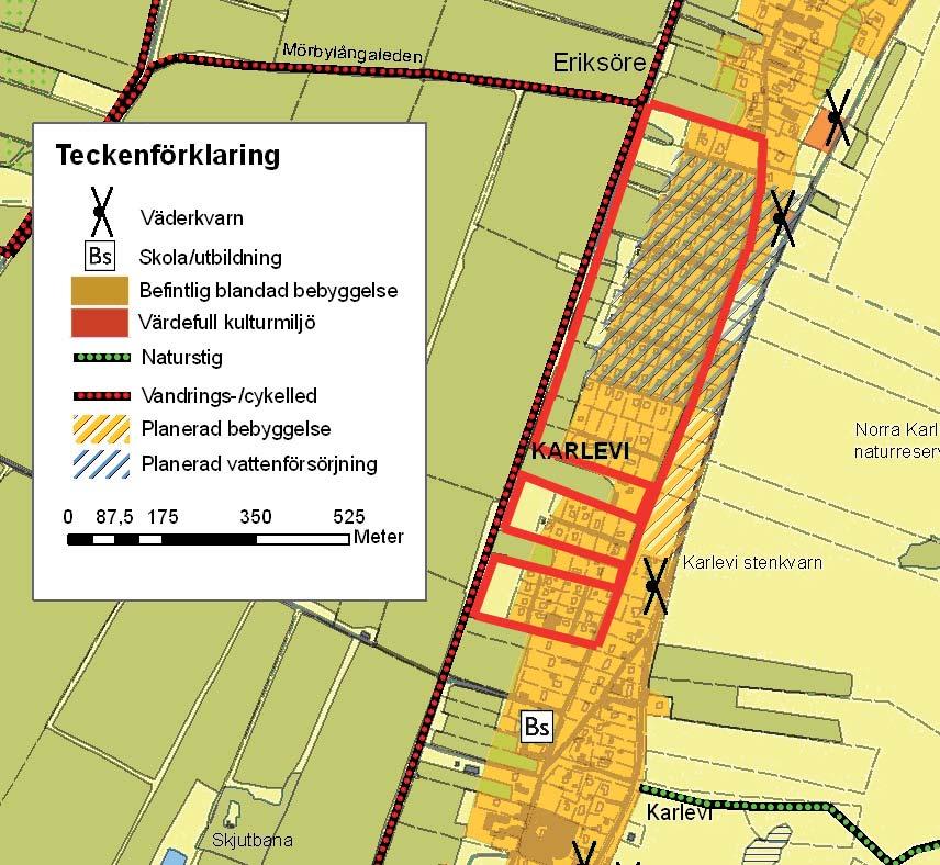 Areal Markägoförhållanden Planområdet omfattar ca 22,5 ha. Marken är till största delen privatägd med undantag för fastigheterna Karlevi 1:20, 10:17 och 10:18 som ägs av en.