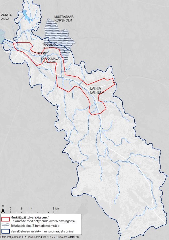 2 Översvämning av Toby-Laihela å Liksom i övriga åar och älvar i Österbotten är stora flödesvariationer och översvämningskänslighet karakteristiska för Toby-Laihela å.