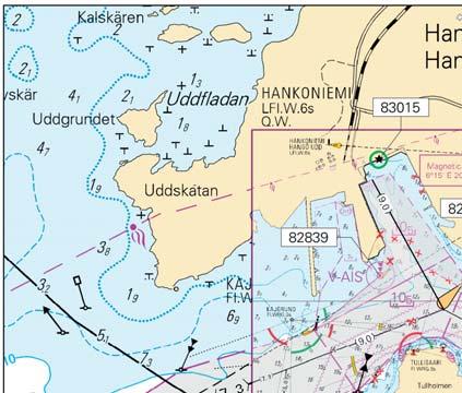 Kuva viitteeksi, karttaotteet ei merikartan mittakaavassa / Bild för referens, kortutdrag inte i sjökortets skala / Image for