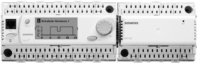 Mekaniskt utförande Uppbyggnad Tillsatsmodulerna är identiska med Synco 700-modulerna. Ingen elektrisk förbindning erfordras mellan modulerna eller till regulatorn.