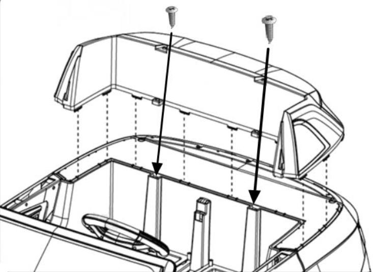 Steg 7: Montera bakstycke 1) Placera bakstycket på sin plats på bilens kaross.