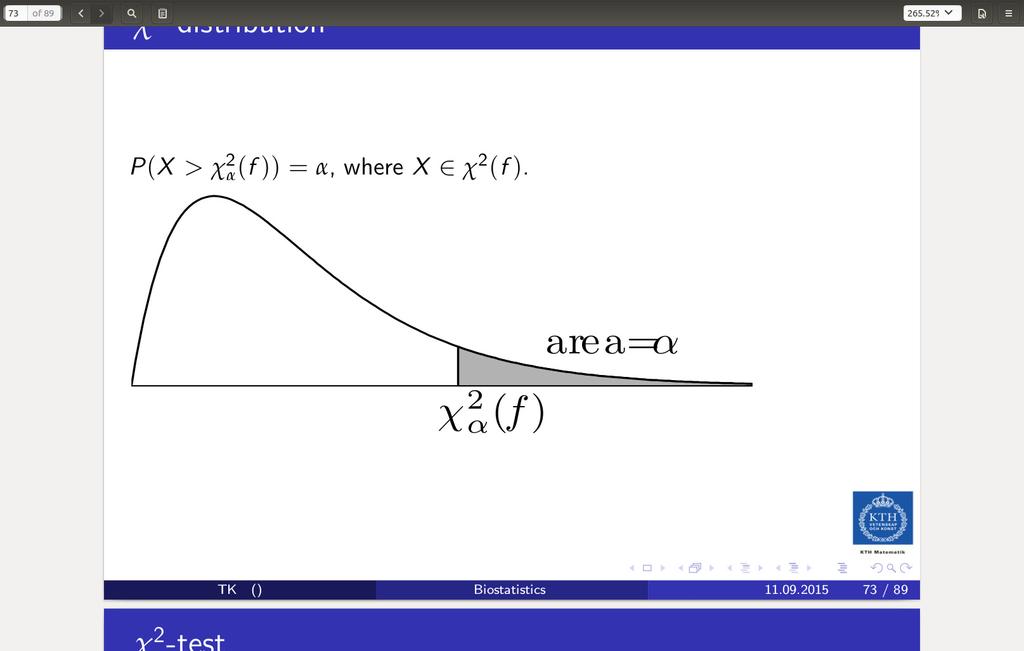 χ 2 -FÖRDELNING P(X > χ 2 α(f )) = α, där X χ 2 (f ).