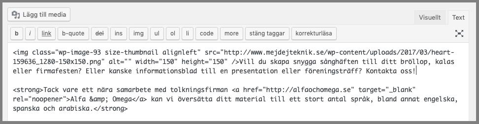 VÄXLA MELLAN REDIGERINGSLÄGEN Ibland kan det vara bra att veta hur man gör ändringar i själva HTML-koden för en sida.