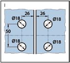 endast borrhål behövs Montage glas mot glas 180 Dörrblad