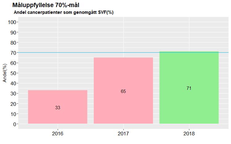 Den stora utmaningen är uppfyllelsen av väntetidsmålet. Här är det långt kvar till att nå 80-procentsmålet för de allra flesta diagnoser, undantaget Akuta leukemier.