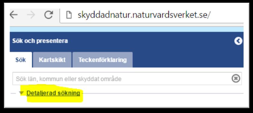 Karttjänst Skyddad natur http://skyddadnatur.naturvardsverket.