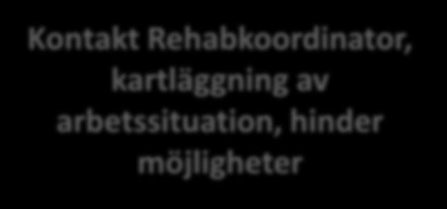 Ingen sjukskrivning Kontakt Rehabkoordinator, kartläggning