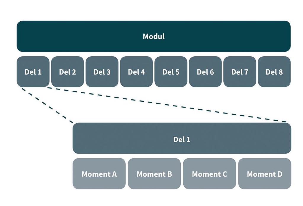 De flesta moduler består av åtta delar, men det finns även moduler som består av t. ex. fyra eller tolv delar.