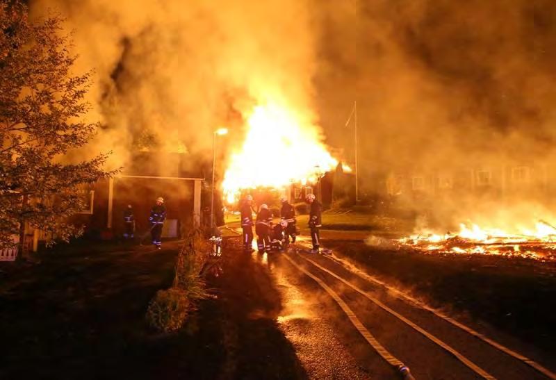 Adress: 7-11-12-14 Typ av olycka: Brand i byggnad Typ av skada(or): Två fastigheter totalt nedbrunna ( nr. 11 och 12), ett förråd till viss del brandskadat (nr.